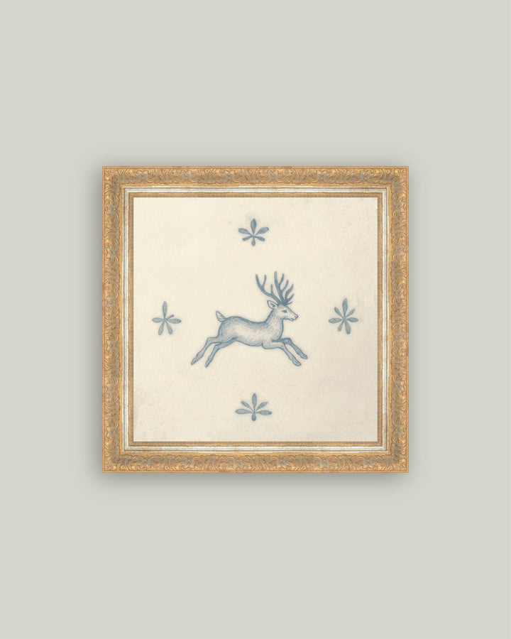 Leaping Stag Delft Tile