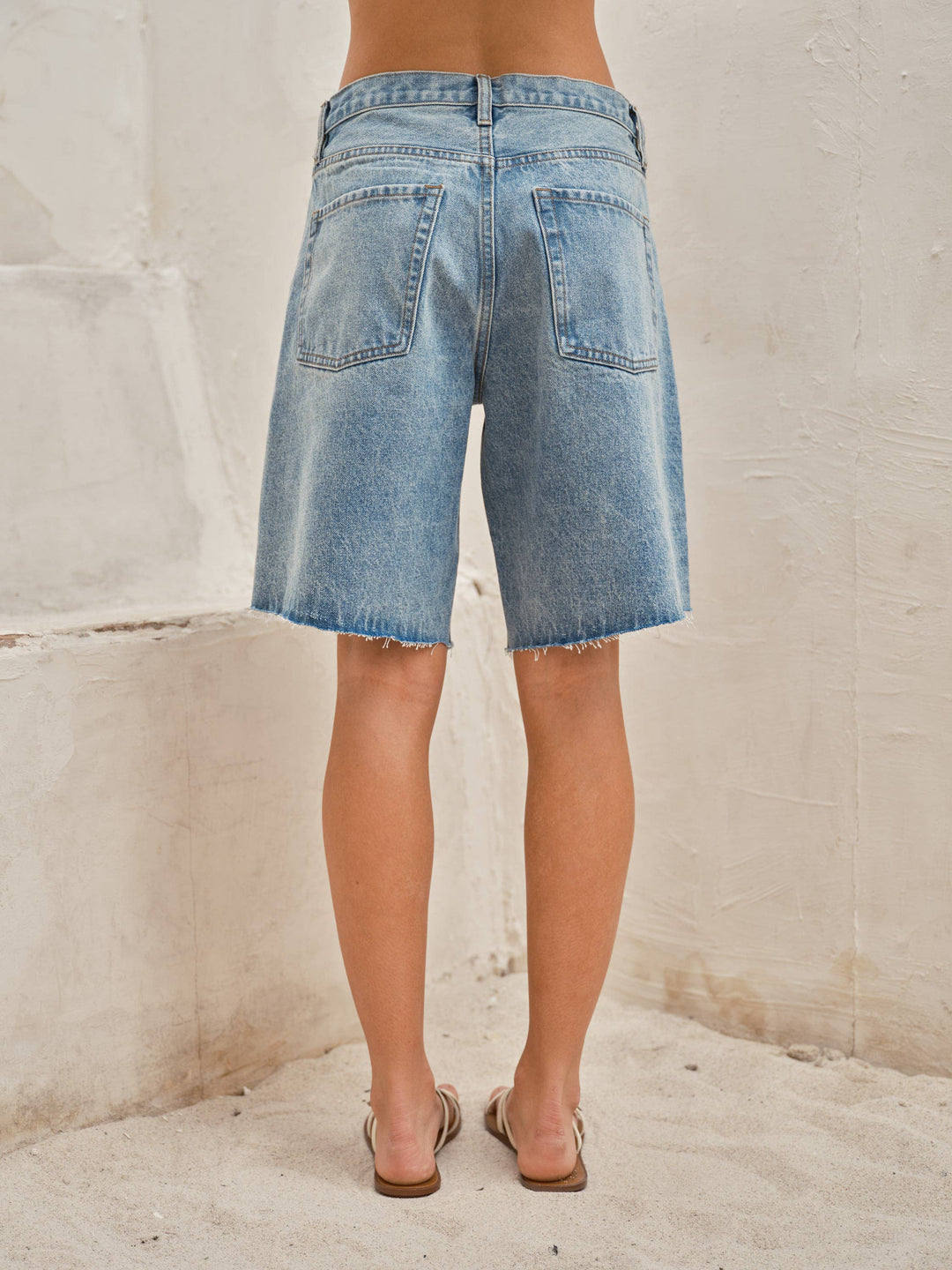WIDE LEG RETRO BERMUDA DENIM SHORT