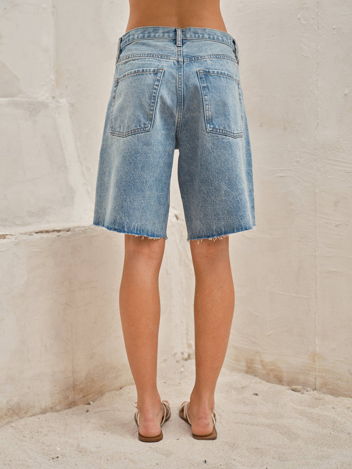 WIDE LEG RETRO BERMUDA DENIM SHORT
