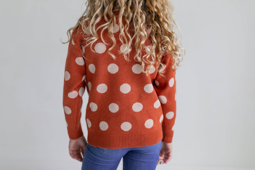 Rust & Beige Polka Dot Crew Neck Sweater