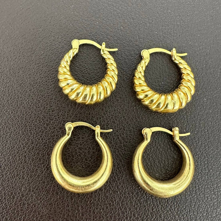 18K Gold Plate Brass Classic Hoops