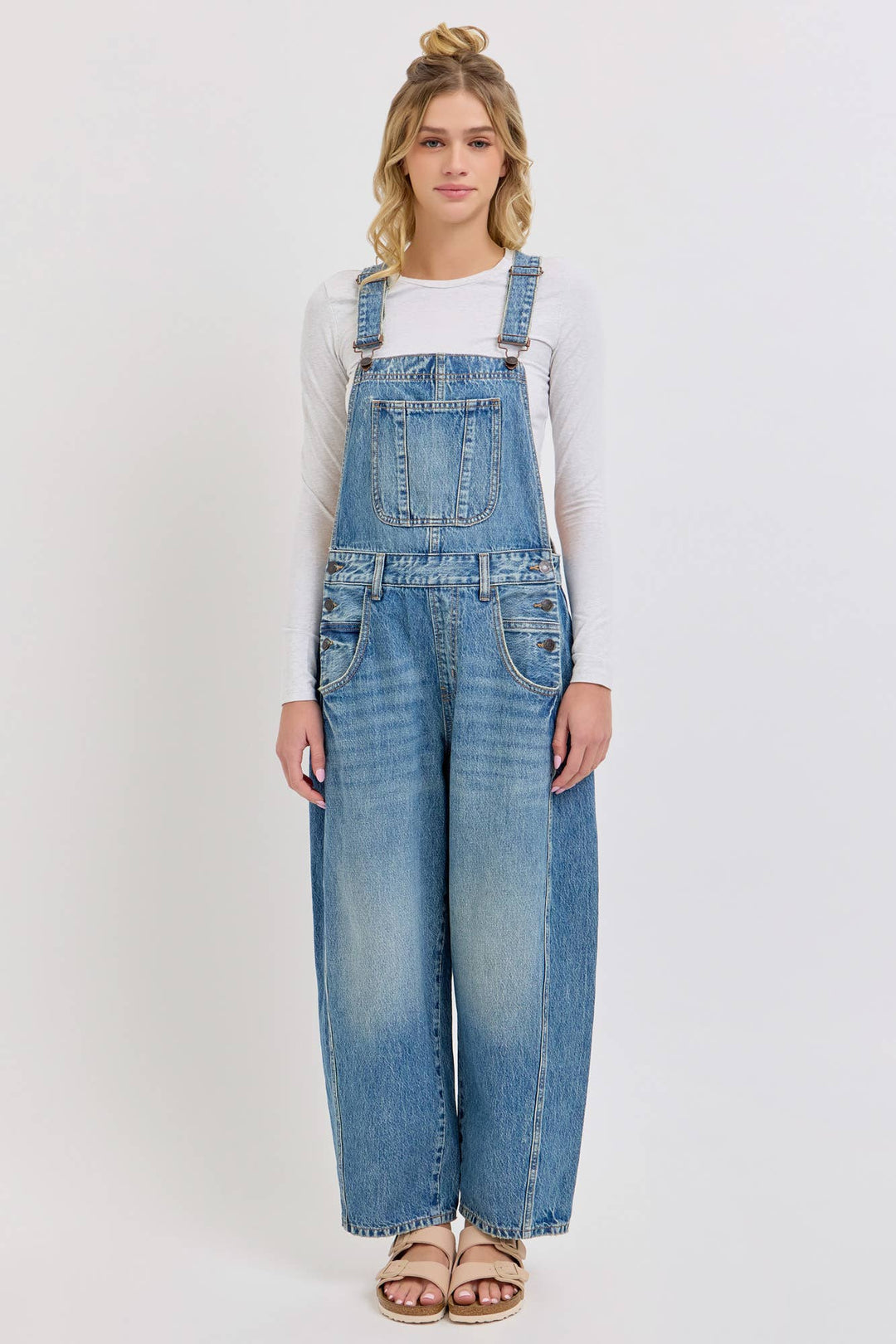 Mid Waisted Barrel Overalls