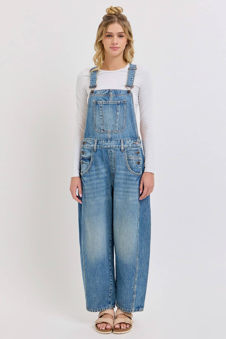 Mid Waisted Barrel Overalls