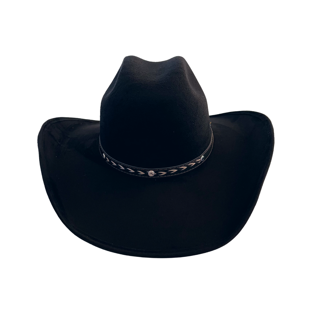 Unisex Vegan Suede Western Cowboy Hat:Black/M
