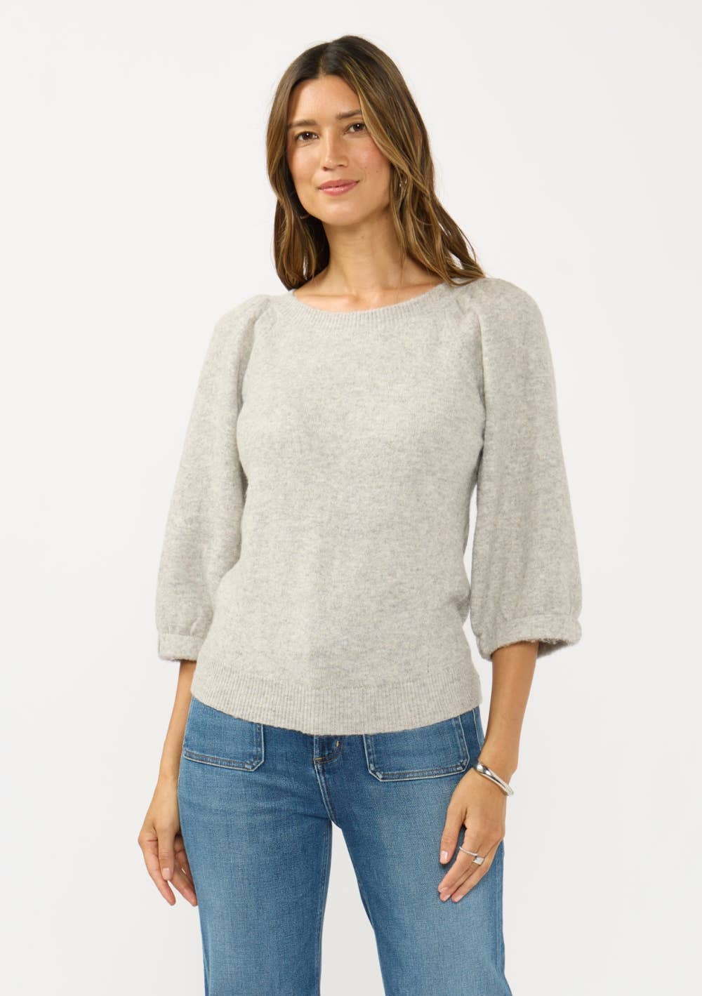 Crewneck Puff Sleeve Sweater Top
