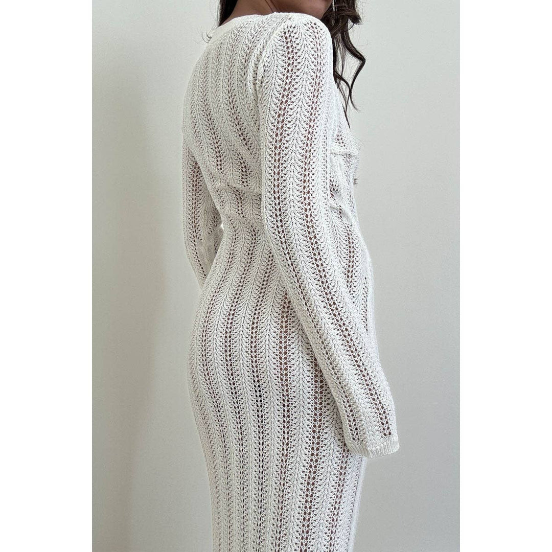 Knit V Neck Long Sleeves Dress