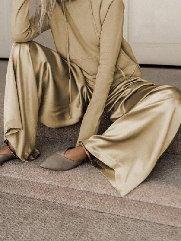 Hoodies &amp; Wide Leg Pants 2 Pieces Set