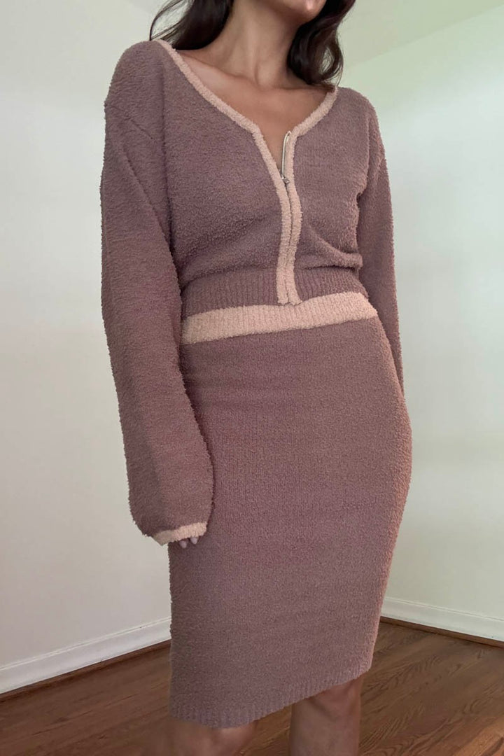 Crop Vneck Top Top Mini Skirt Set