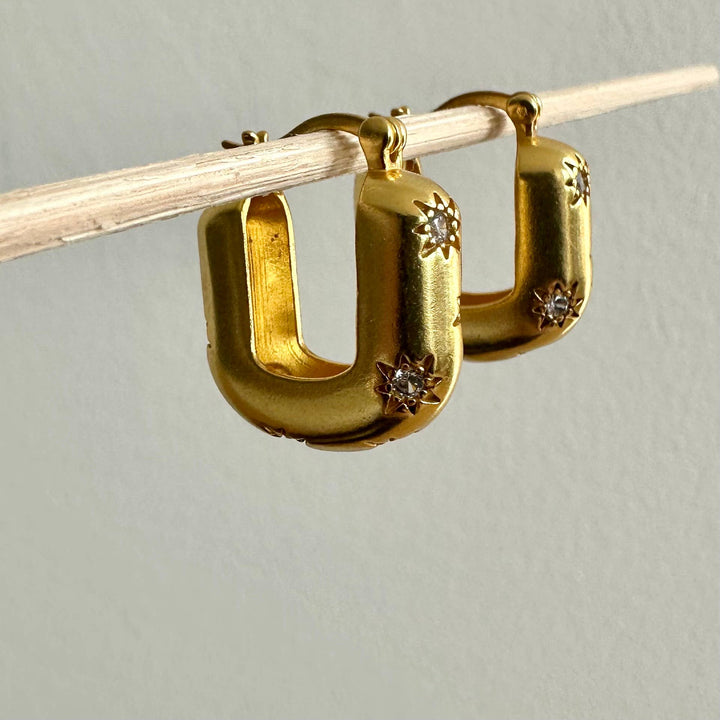Gold Plate Modern Star Hoops