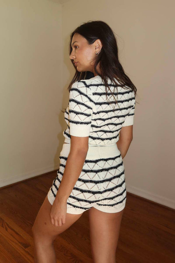 Stripe Knit Top &amp; Shorts Set