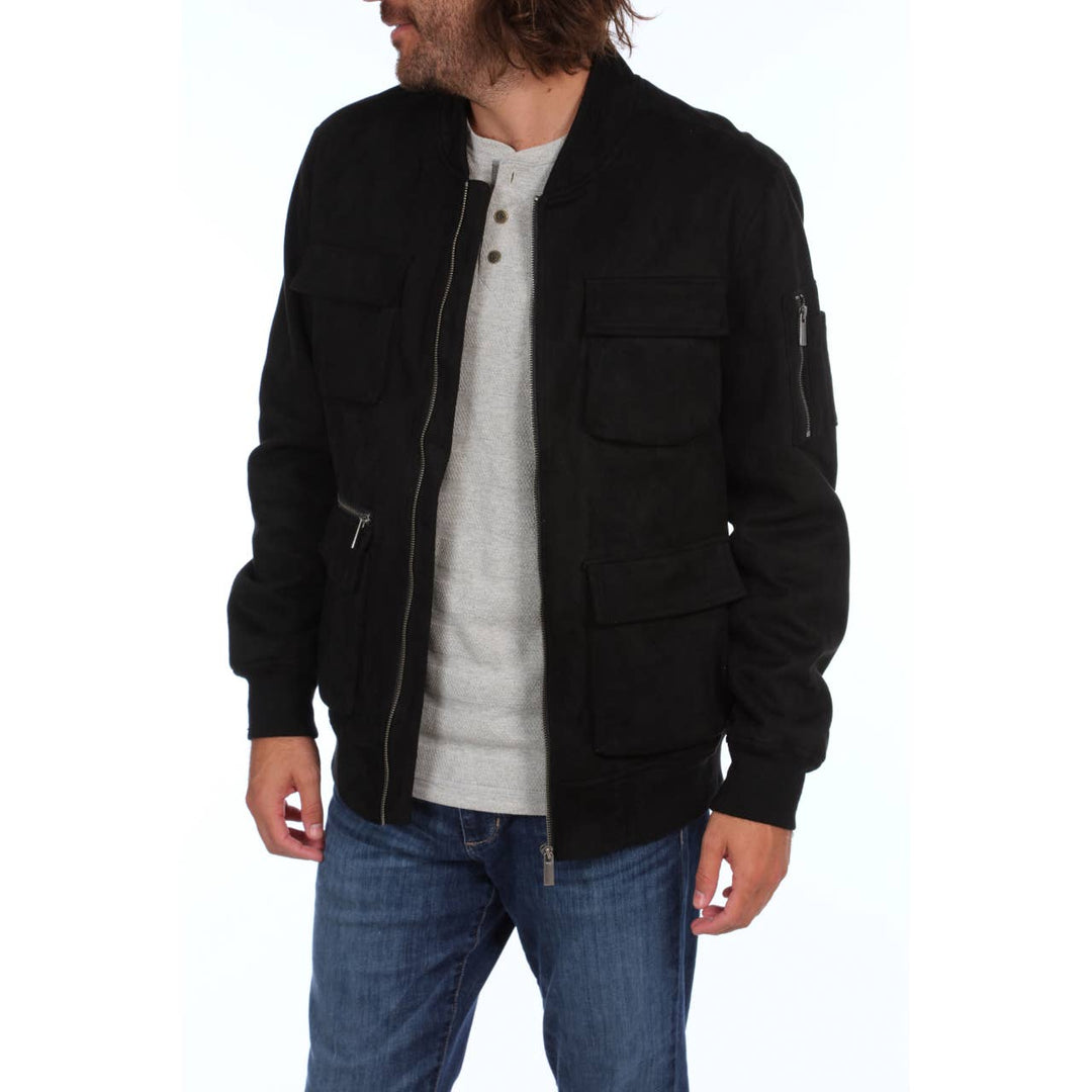 Austin Faux Suede Cargo Bomber Jacket