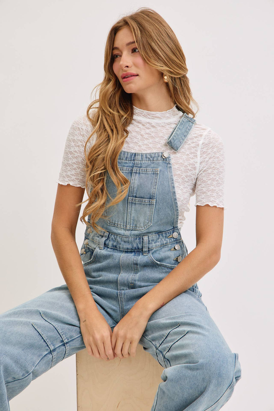 BARREL-LEG DENIM OVER-ALLS