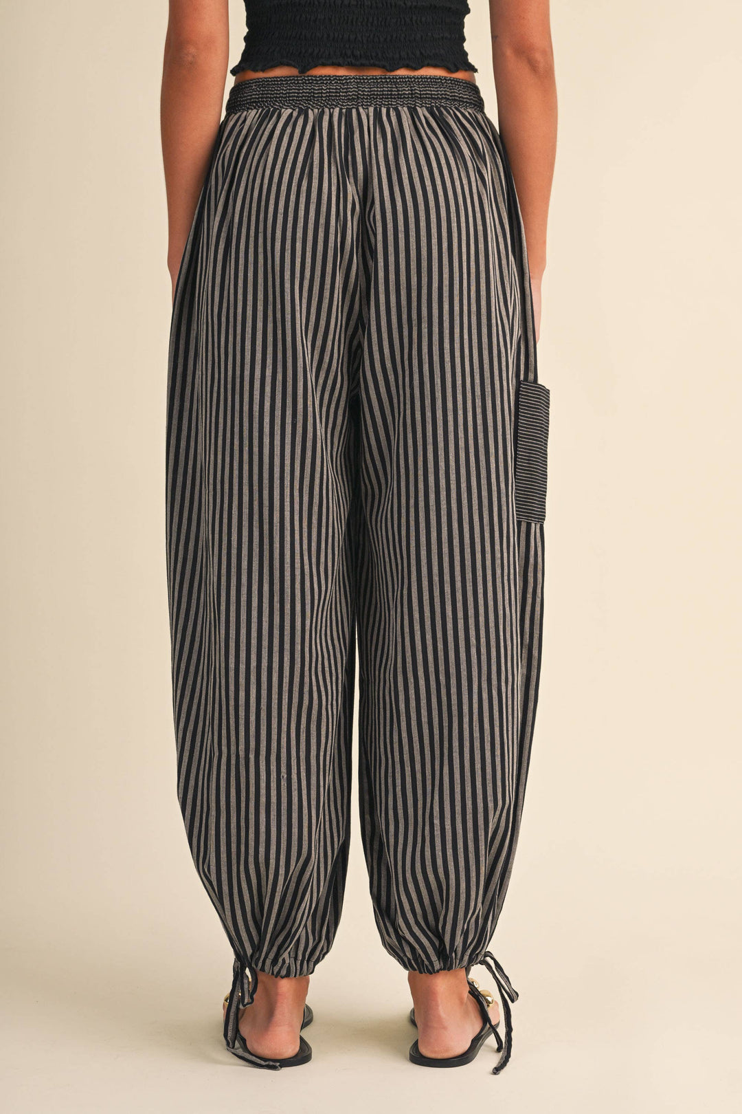 STRIPED DOUBLE GAUZE BALLOON PANTS