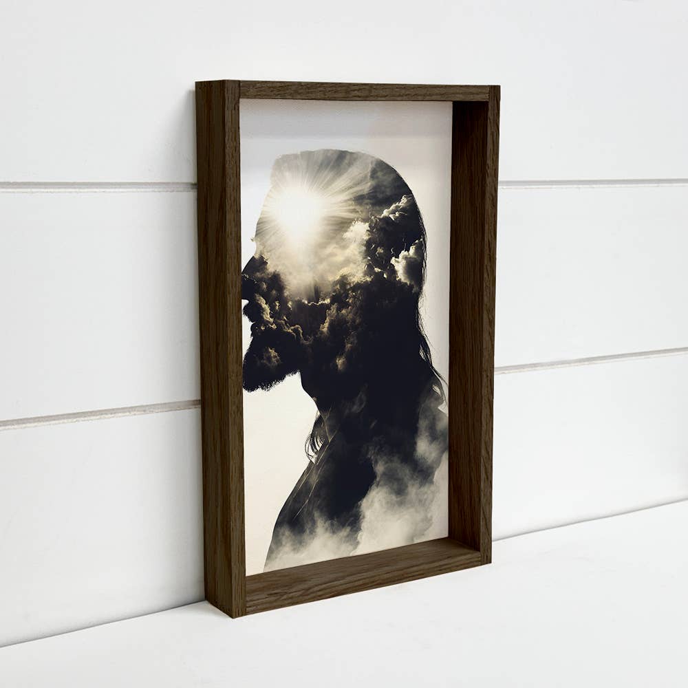 Jesus Double Exposure w\ Thick Wood Frame