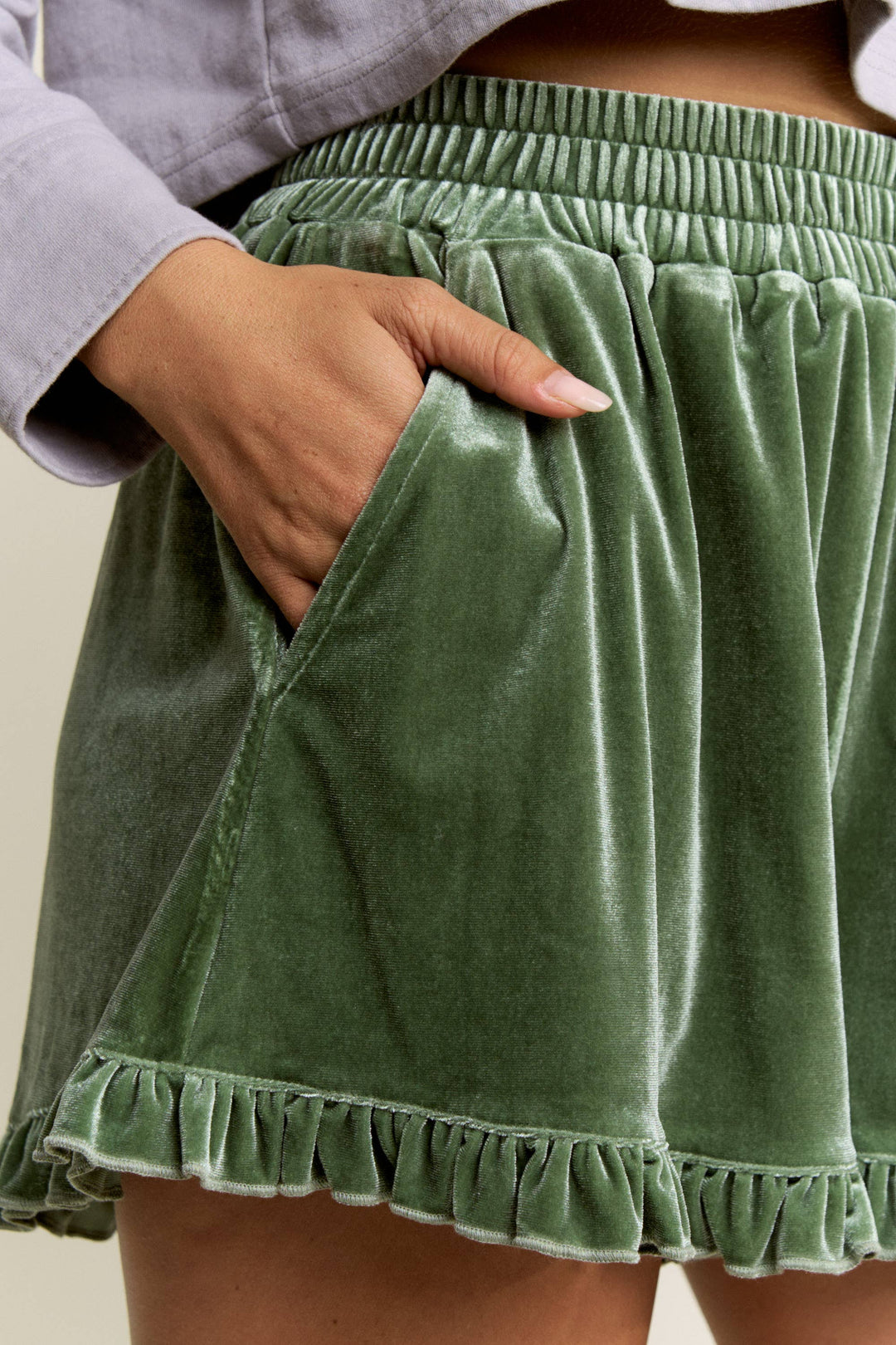 Ruffled Soft and Chic Velour Shorts