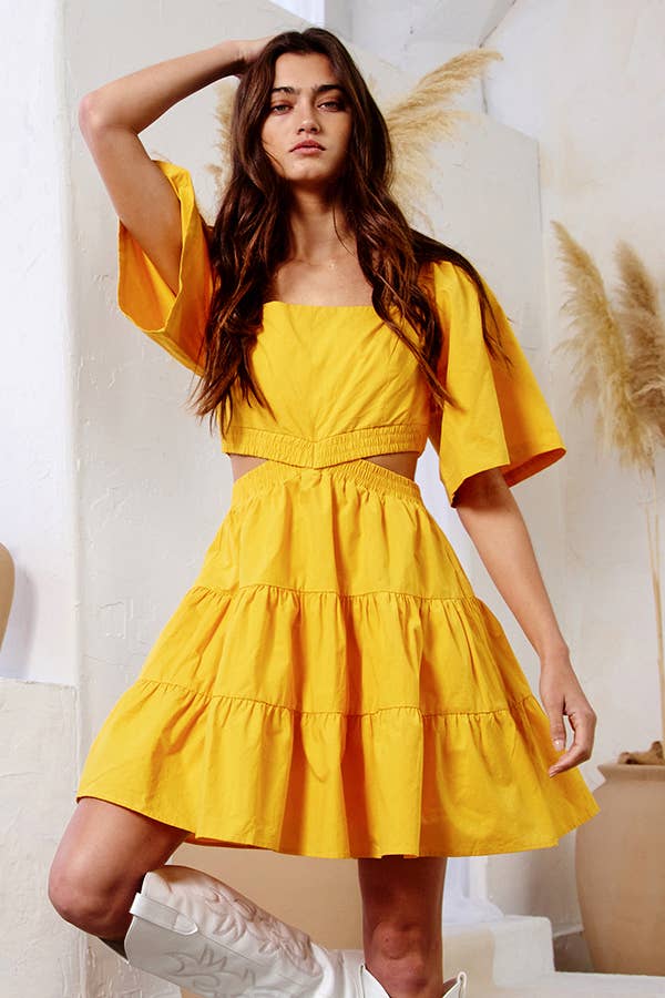 Cut Out Tiered Mini Dress
