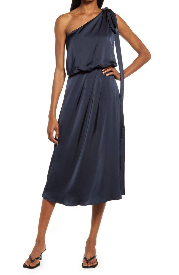 Gemma Asymmetrical Neck Midi Dress