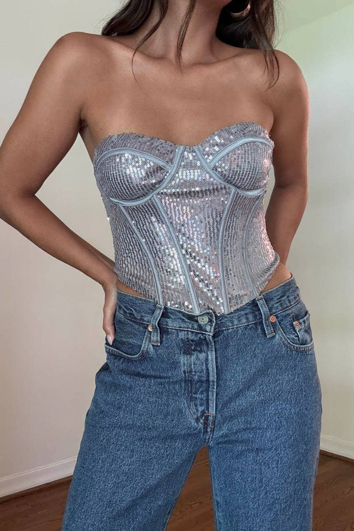 SEQUINS CORSET TOP