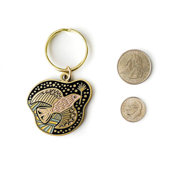 Folk Guide Bird Enamel Keychain