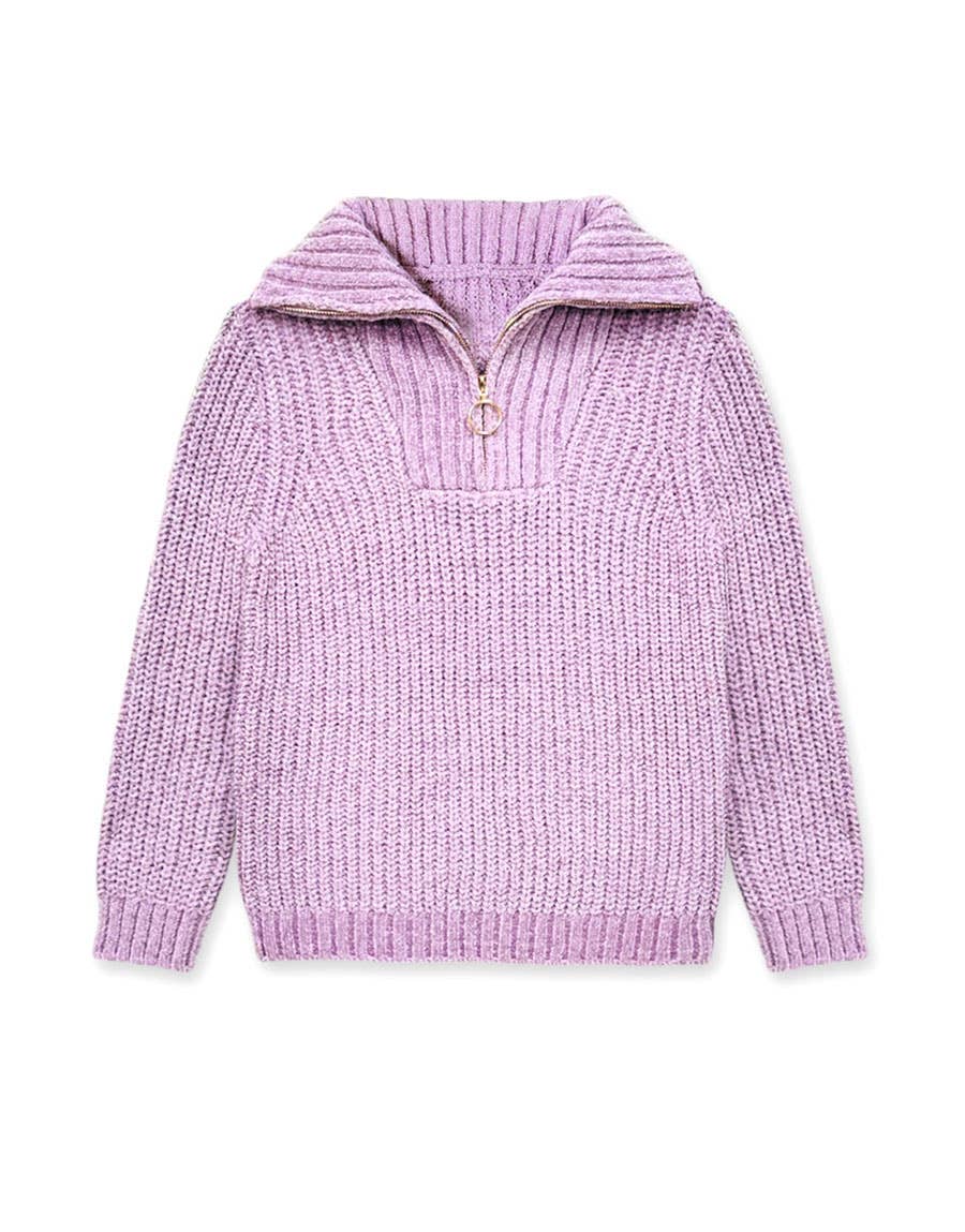 Pullover Lurex Sweater w/Zip