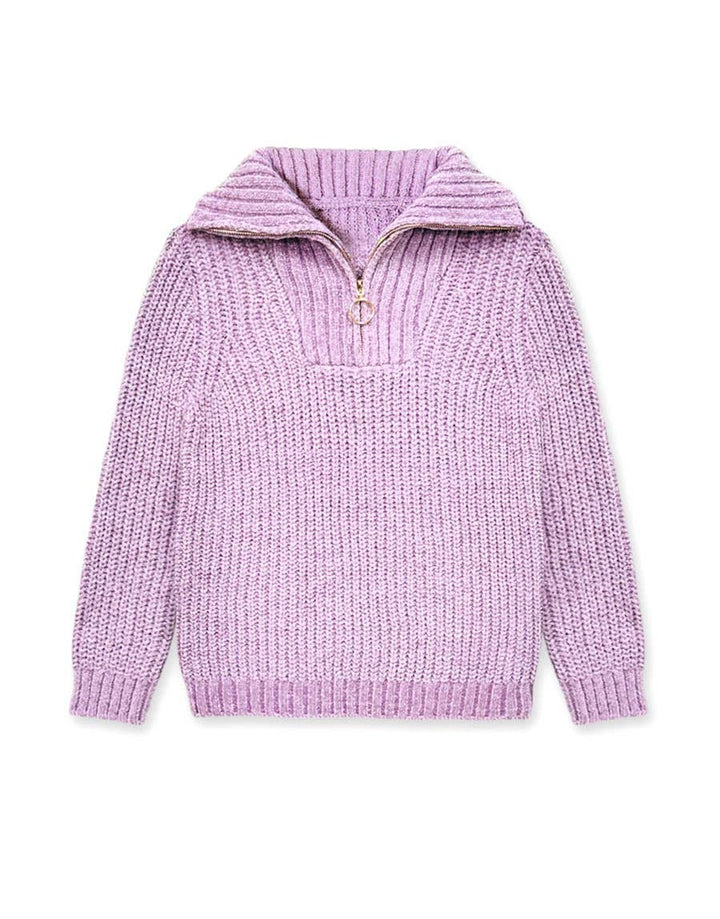 Pullover Lurex Sweater w/Zip