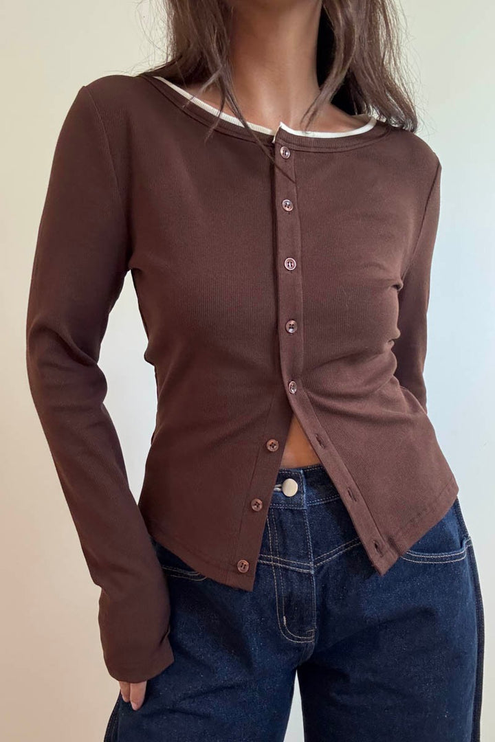 Button Front Knit Cardigan