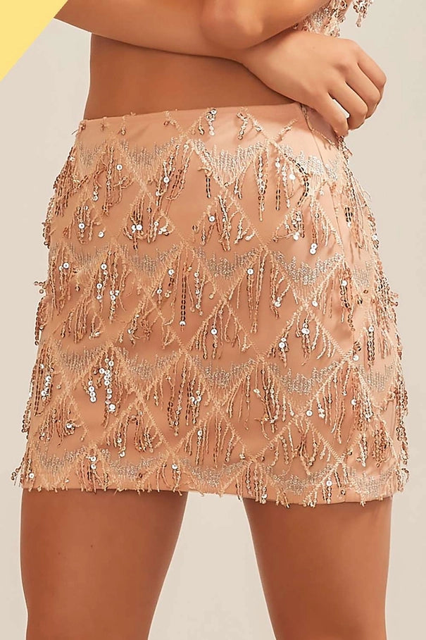 Falling Diamond Sequin Mini Skirt