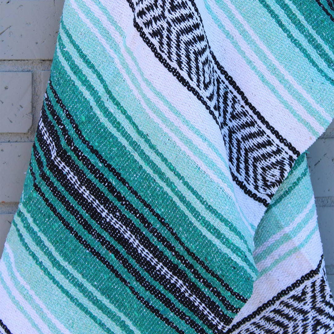Aqua & Teal Mexican Throw Blanket