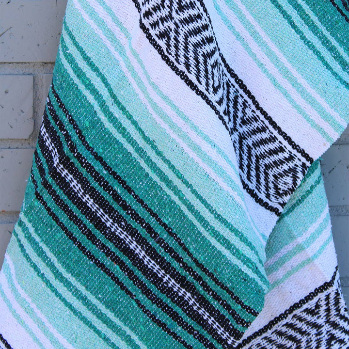 Aqua & Teal Mexican Throw Blanket