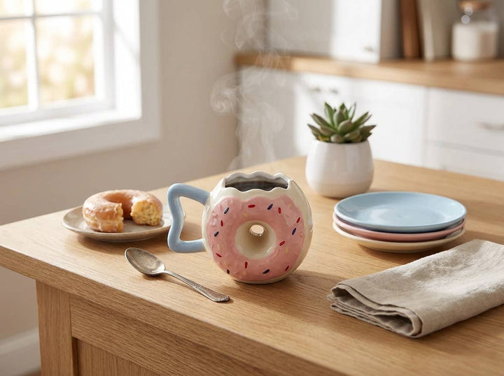 Pink Sprinkle Donut Ceramic Mug
