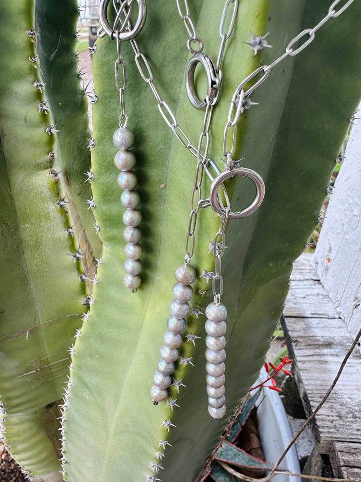 Silver Pearl Drop Necklace