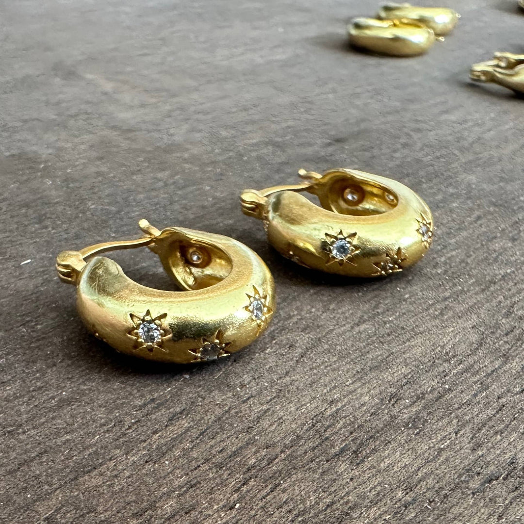 Gold Plate Star Hoops