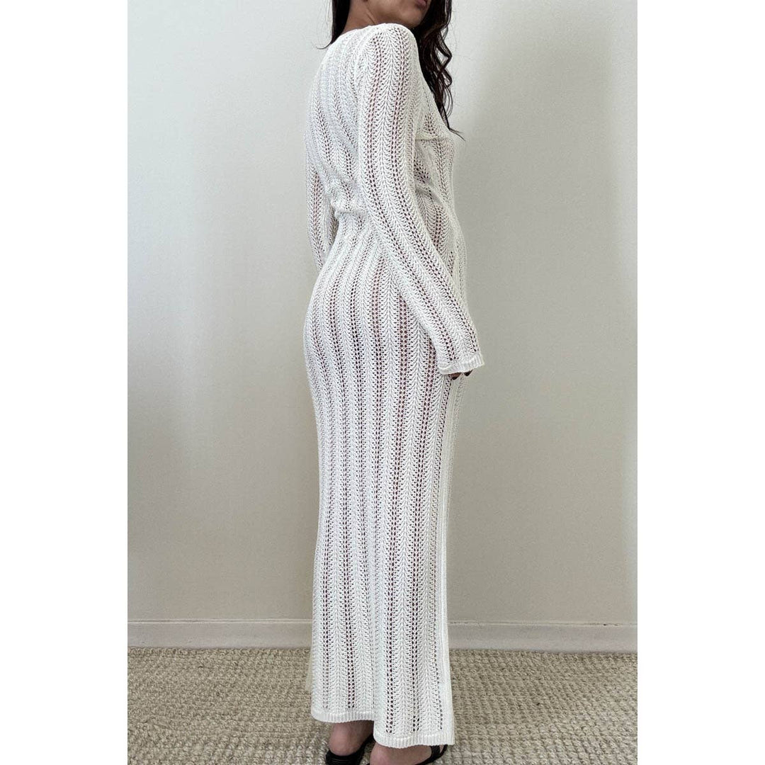 Knit V Neck Long Sleeves Dress