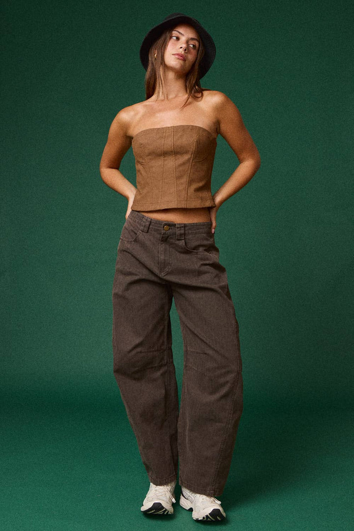 FAUX SUEDE TUBE TOP