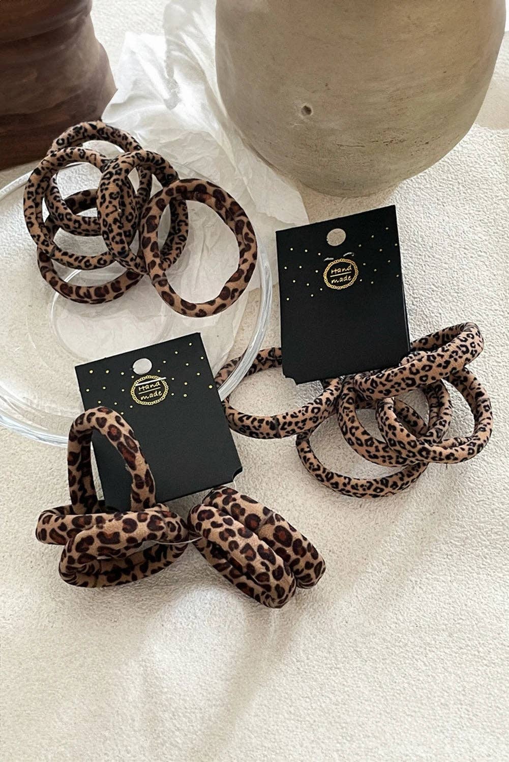 5p Leopard Elastic Hair Ties