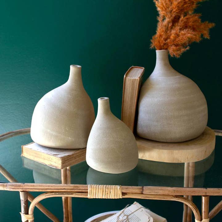Set of Three Clay Teardrop Vases ~Made in Honduras