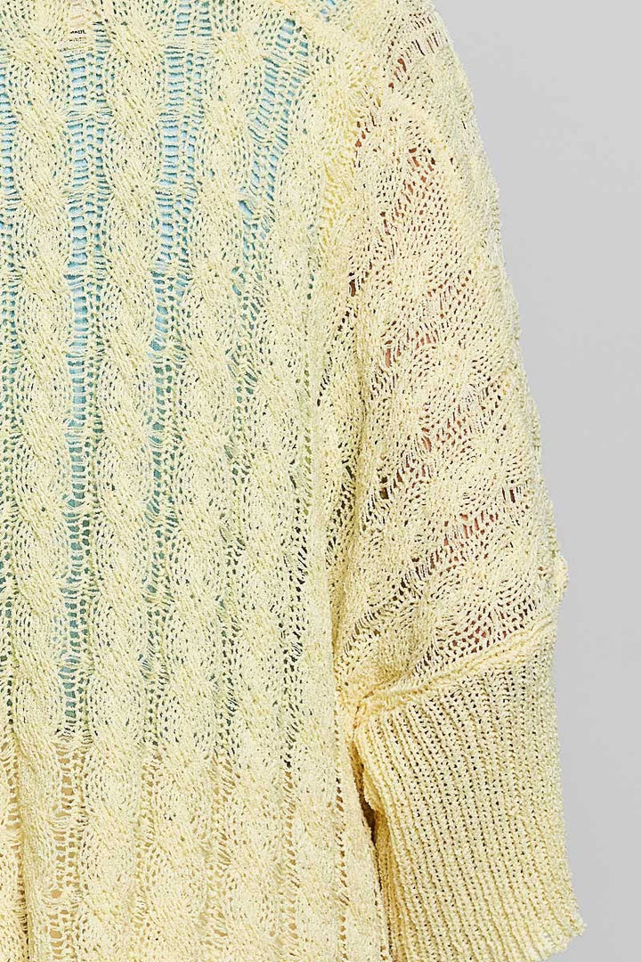 Short Sleeve Cable Sweater Cardigan