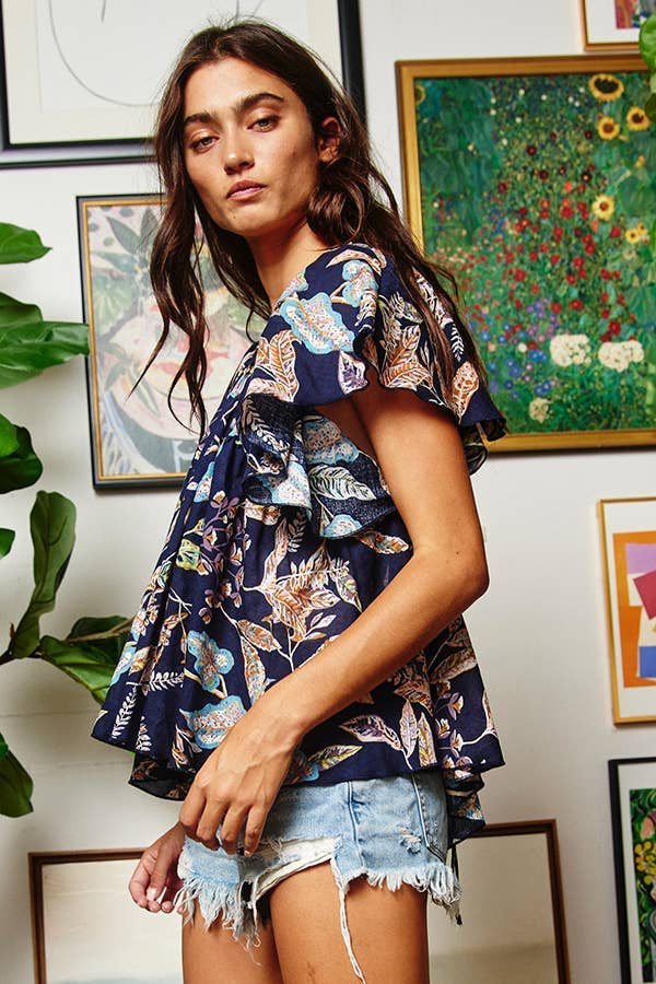 Open Back Pleated Woven Top