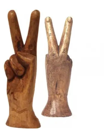 Large Hand Carved Wooden Peace Hand