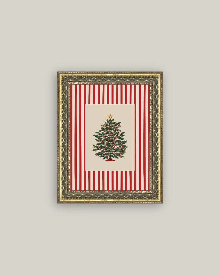 Peppermint Stripe Tree Framed Antique