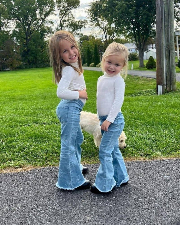 Floral Denim Bell Bottoms