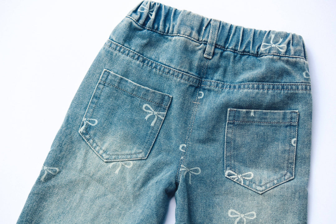 Straight Leg Bow Jeans