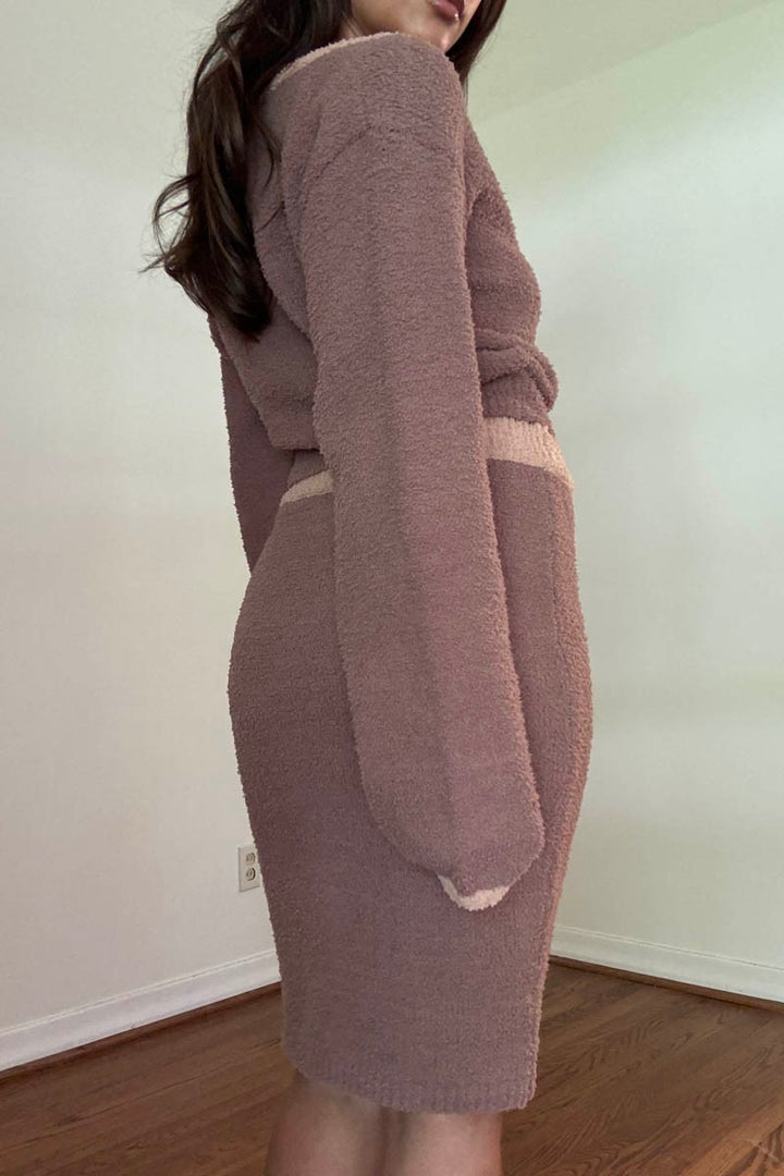 Crop Vneck Top Top Mini Skirt Set