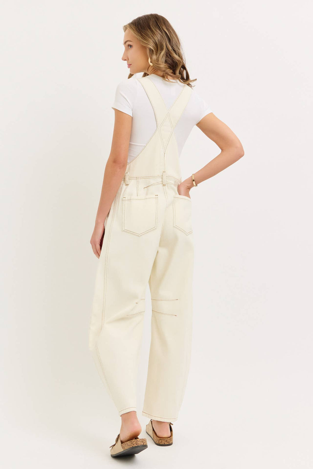 BARREL-LEG DENIM OVER-ALLS