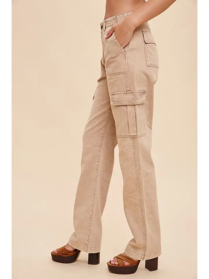 Stone Washed Cargo Denim