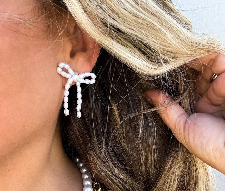 Pearl Bow Earrings