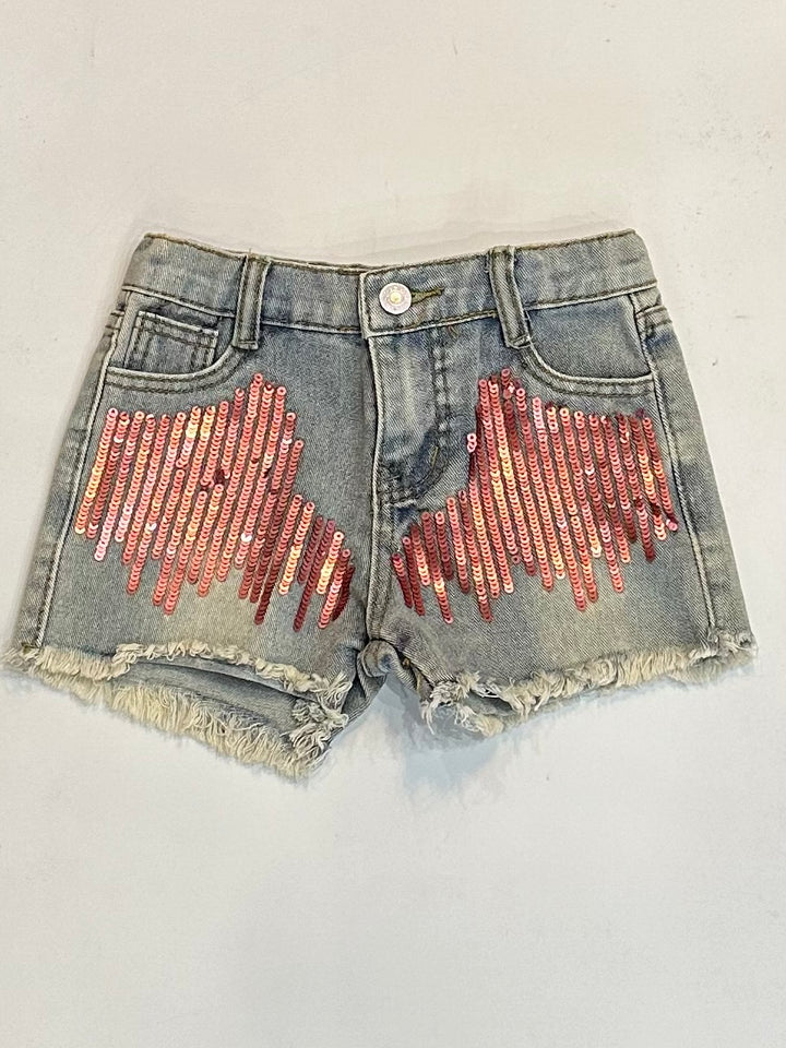 Kids Sequence Frayed Shorts