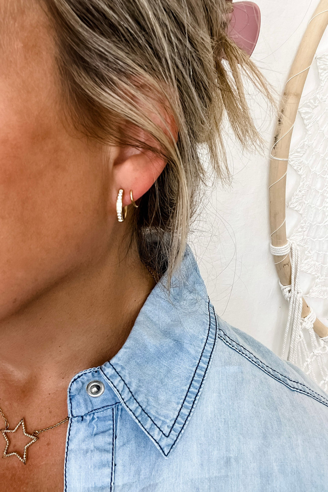 DOUBLE HOOP DIAMOND EARRINGS