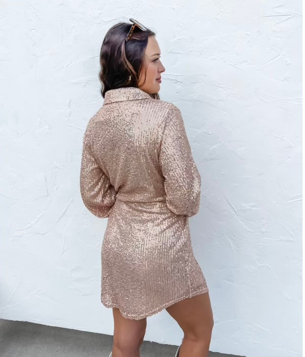 Collard Sequin Dress