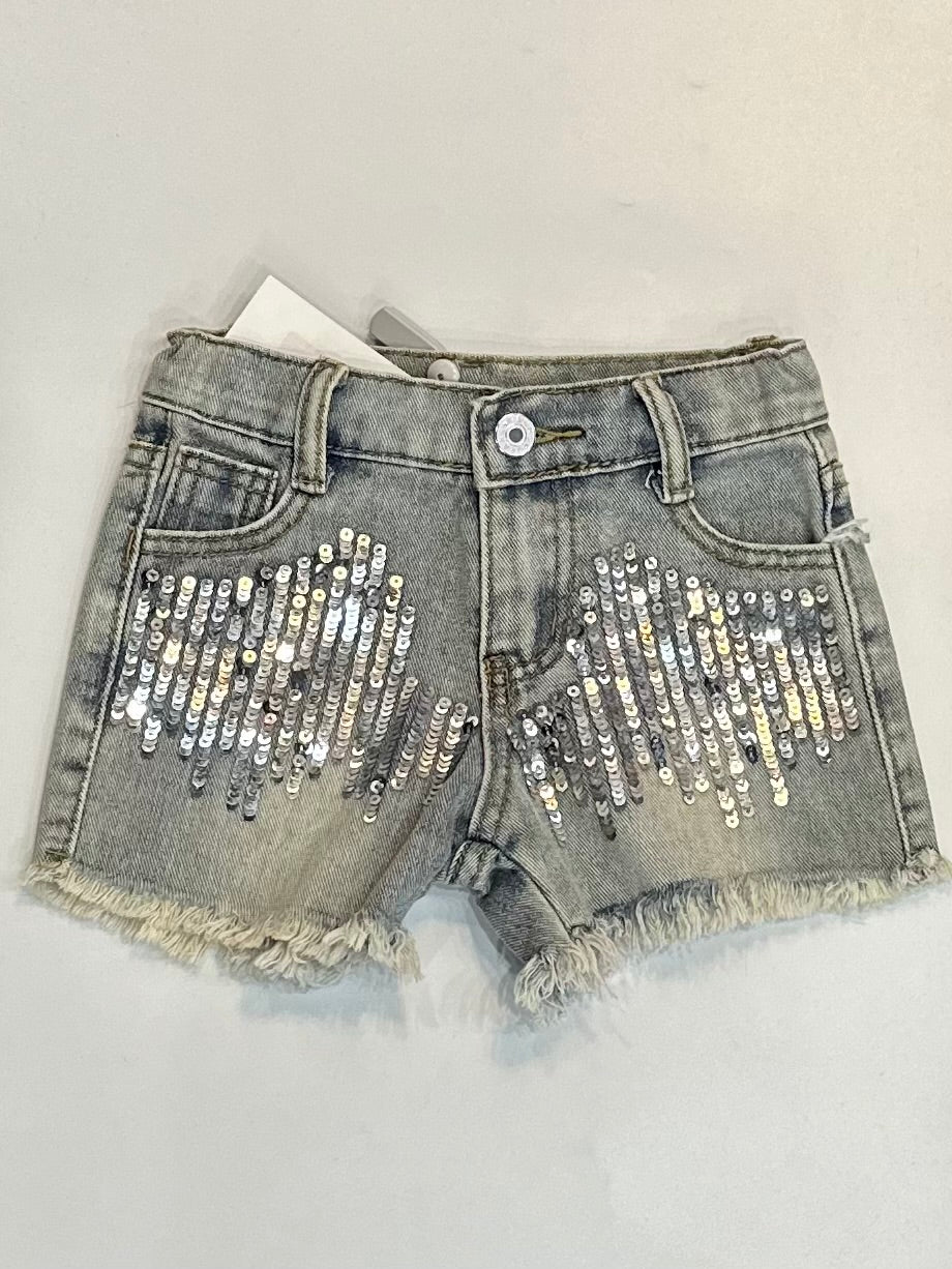 Kids Sequence Frayed Shorts